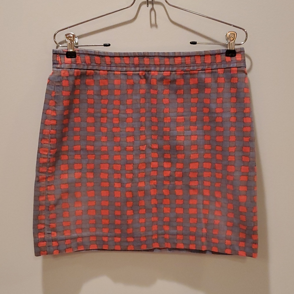 Marc Jacobs Denim Blue and Red Gingham Skirt